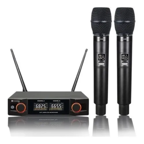 Microfone Sem Fio Profissional Duplo De Mão Kadosh Uhf Wirel