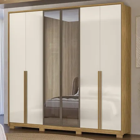 Guarda Roupa Casal 240cm 6 Portas Saara Freijó/off Z17 Freijó/off White