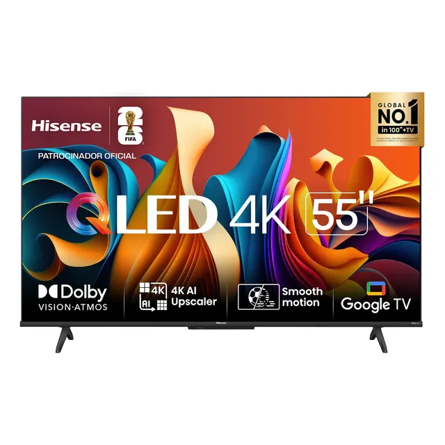 Hisense Smart Tv Uhd 4k Qled 55 Polegadas 55q6n Google Tv Com Hdr10+ Dolby Atmos Sports Mode Game Mode Plus E Compatível Com Alexa