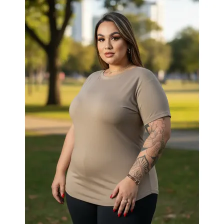 Camiseta Tshirt Blusa Feminina Plus Size Gola V Confortável