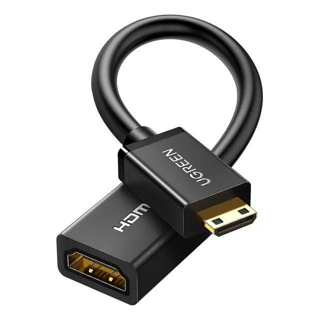Adaptador Mini HDMI a HDMI Ugreen (HDMI Tipo C) 18Gbps 4K@60Hz HDR Tecnología 3D ARC Carcasa PC+ABS HDCP Longitud de 22 cm Modelo: 15845