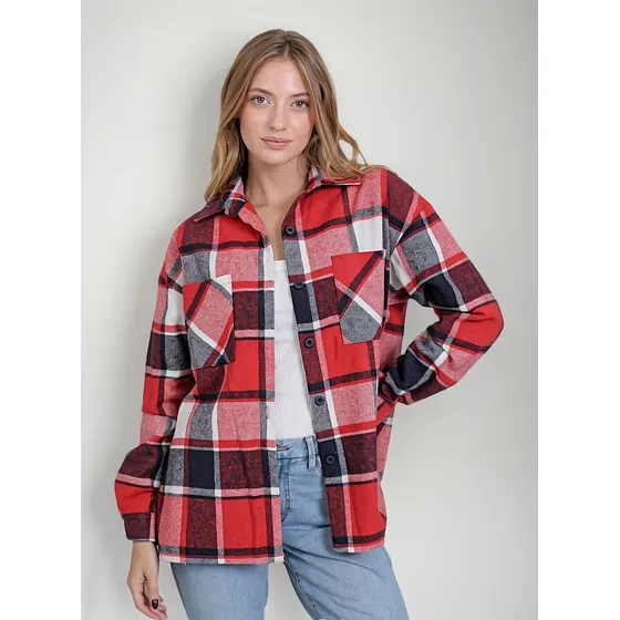 Camisaco Mujer Azul Zua Olsen Oversized Larga