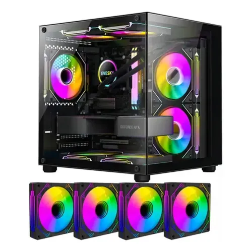 Gabinete Gamer Hayom Aquário Com 4 Cooler Fan Led Rgb | Frete grátis