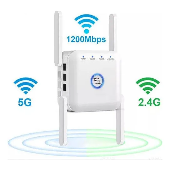 Repetidor 5g Wifi Amplificador De Sinal Wifi 1200m Cor White-EU-220V