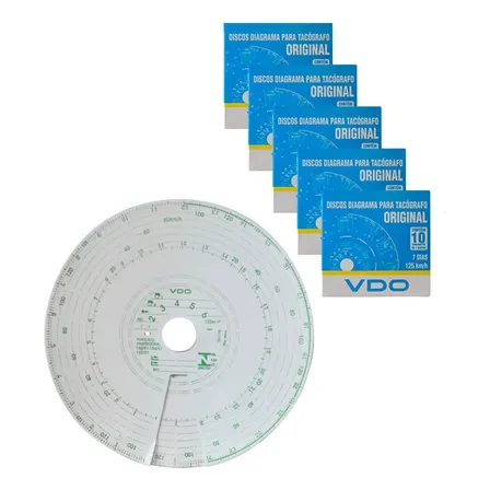 Kit 5 Caixas Disco Diagrama Tacógrafo Semanal 125km 7d Vdo Branco