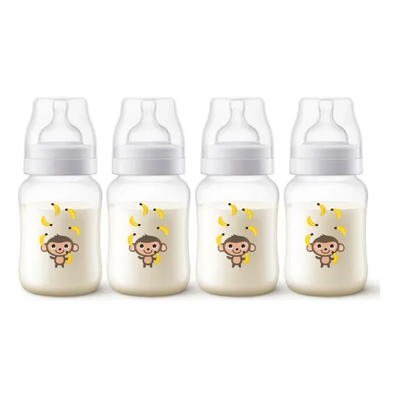 Set Biberones Avent Anticolico 9 Onzas X 4 Scf821/11 X4 Color Blanco Mono
