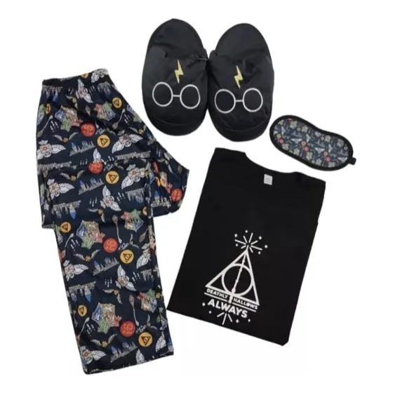 Combo Harrypotter Pijama, Pantuflas 38a41, Antifaz Unomasuno