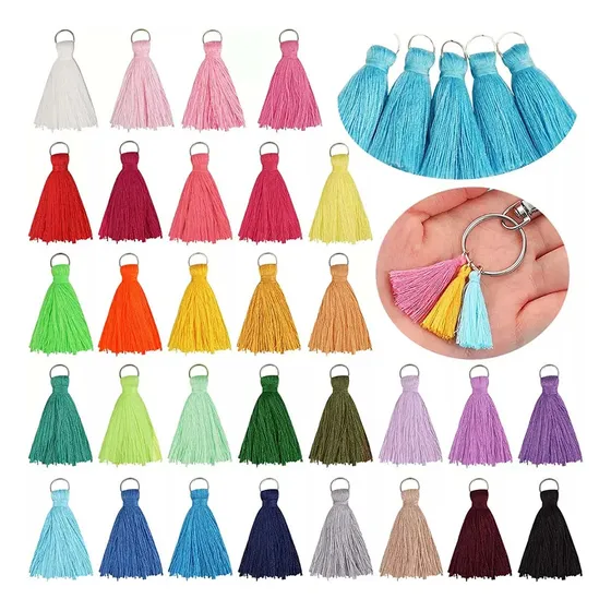 200 Mini Borlas Con Argolla Para Bisuteria 30 Colores 3.5cm