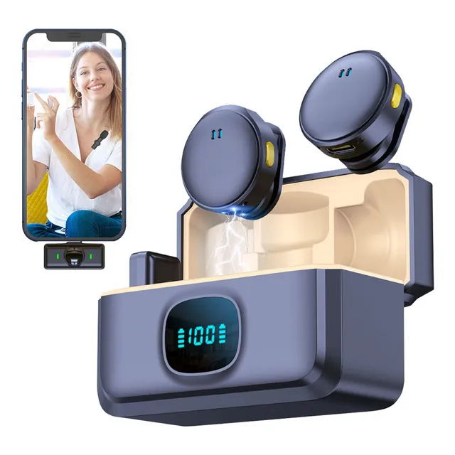 Microfone Lapela Sem Fio Para Gravar Videos 35 Metros Duplo
