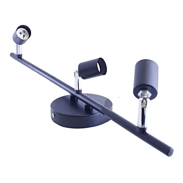 Spot 3 Luces Con Redonda Y Barra Larga Para Gu-10 Negro