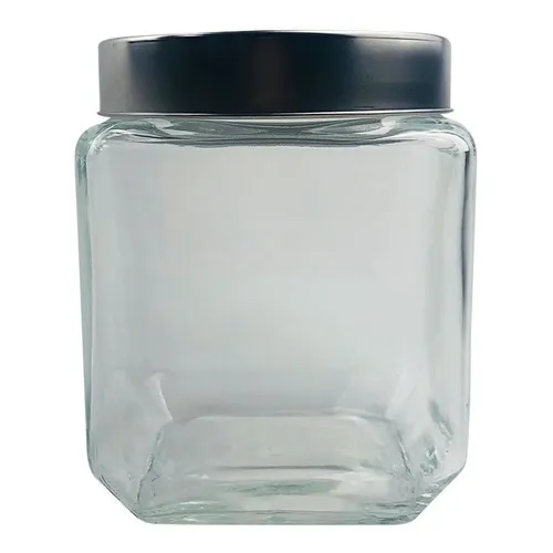 Frasco De Vidrio Cuadrado Tapa Acero 1200ml Vonne Hermético