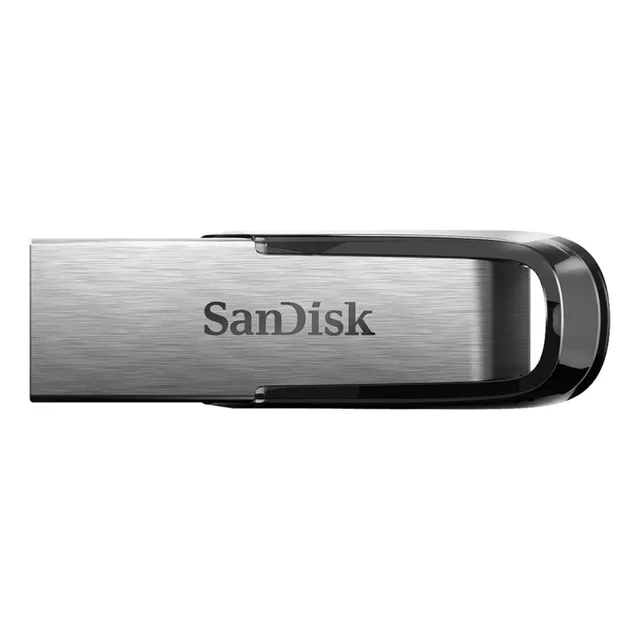 Memoria USB SanDisk Ultra Flair 128GB 3.0 Lisa plateado y negro