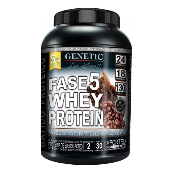 Fase 5 Whey Proteina Rapida Absorcion X 2 Lbs - Genetic Sabor Cappuccino