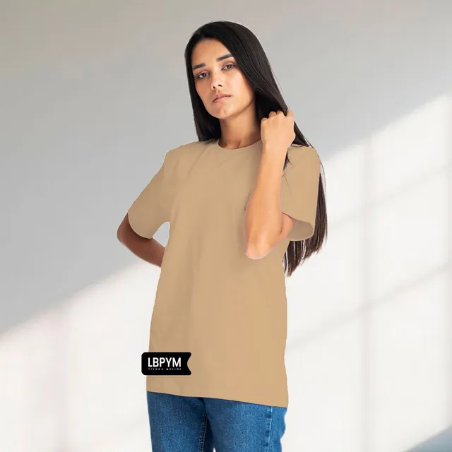 Camiseta Mujer Recta Larga Suelta Cuello Liso Redondo