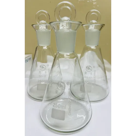 Fiola Matraz Erlenmeyer Yodometrico Vidrio 250ml Con Tapa