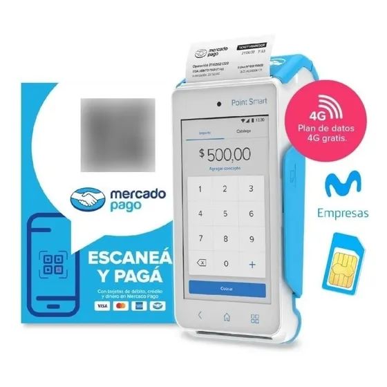 Mercado Pago Point Smart + Chip 4gb + Impresora Posnet + Qr
