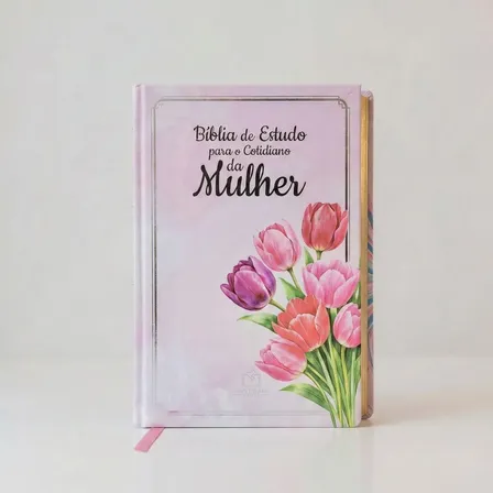 Bíblia Sagrada Cristã De Estudo Capa Dura Tulipa Branca Feminina Para O Cotidiano Das Mulheres De Luxo Letra Hipergigante Linguagem Nva Atualizada - Com Índice Promessas E Miolo Full Color