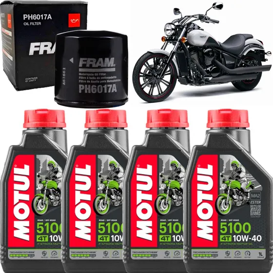4 Oleo Motul 5100 10w40 Filtro Oleo Fram Kawasaki Vulcan 900