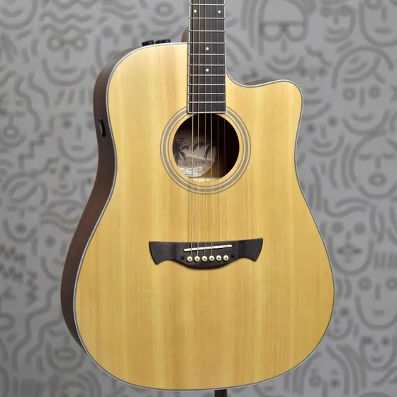 Violão Tagima Sunset Folk Tampo Em Spruce Maciço Eq Eletroacústico Afinador Bag Natural Satin Fosco Ntop Collection Series