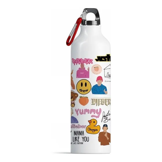 Termo Botella Justin Bieber Objetos 750ml, Botella Aluminio
