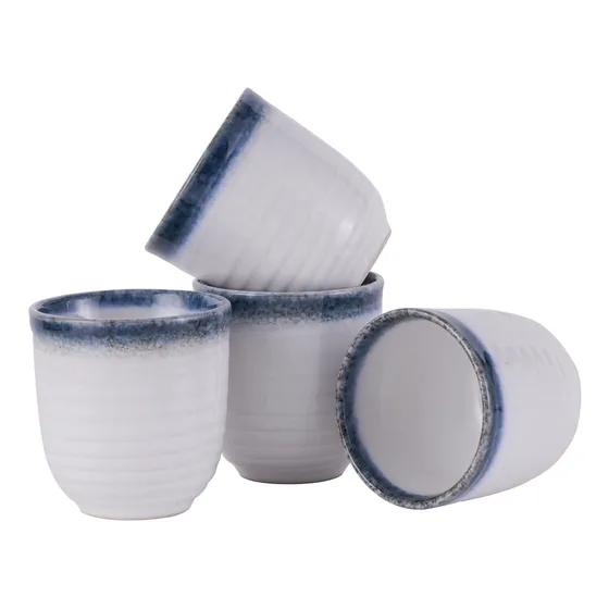 Uaral Juego 4 Taza Te Japonesa Yunomi Porcelana Mango Para