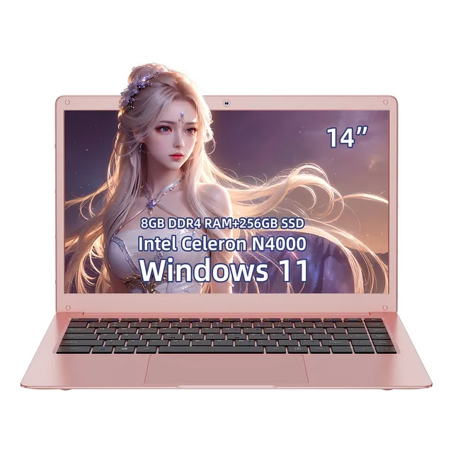 Ordenador Portátil Windows 11 Intel N4000 8gb+256gb 14  Pink
