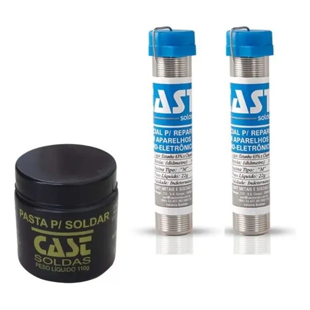 02 Estanhos De Solda 22g Cast + Pasta Para Soldar Cast
