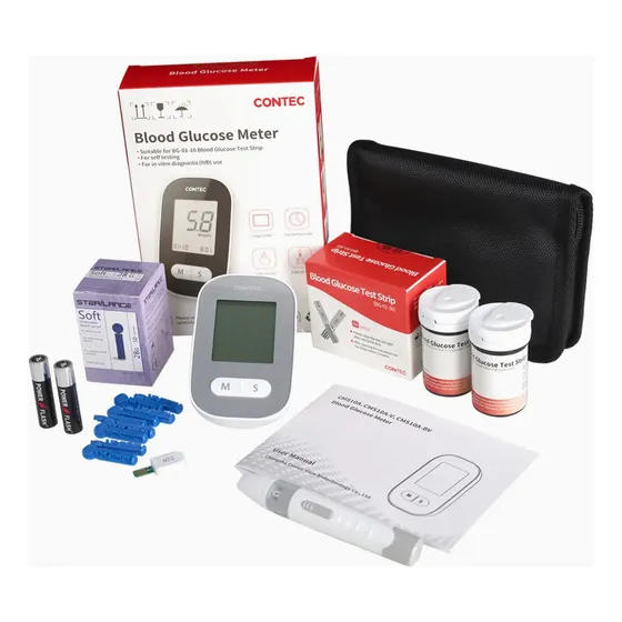 Glucómetro Contec Kit Full 50 Tiras Y Lancetas Con Estuche.