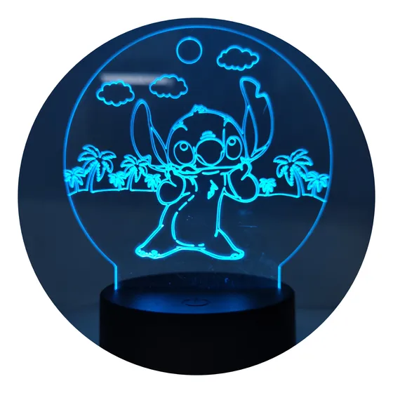 Luminaria De Mesa Stitch Led 3d Abajur Infantil