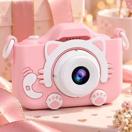 Câmera Infantil Digital Fotográfica Gatinho Jogos E Vídeo Hd Rosa
