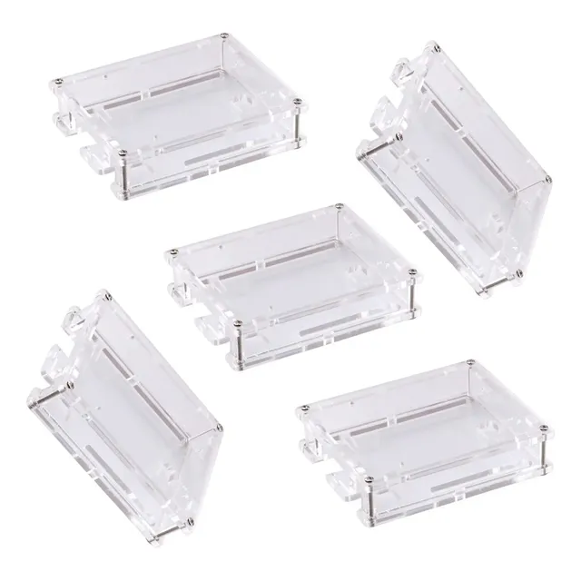 5 Caja De Acrílico Transparente Gabinete Case Arduino Uno R3