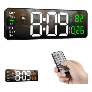 Reloj De Pared Digital Grande 40cm Hora Fecha Temperatura Reloj De Pared Digital Grande 40cm Hora Fecha Temperatura