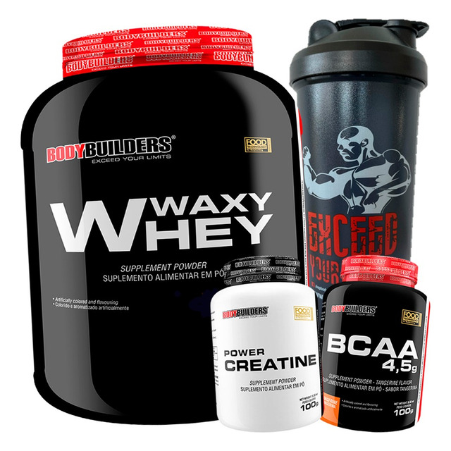 Kit Whey Protein Bodybuilders 2kg + Bcaa + Creatina + Shaker Kit Whey Protein Bodybuilders 2kg + Bcaa + Creatina + Shaker