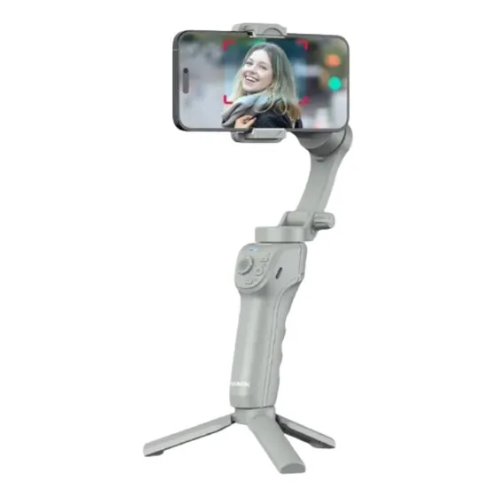 Gimbal Estabilizador Para Celular Axnen Hq6 Gimbal De 3 Eixos Cinza