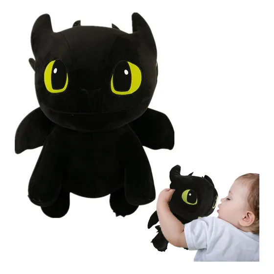 Furia Nocturna Night Fury Chimuelo Dragón Peluche 30 Cm Negro