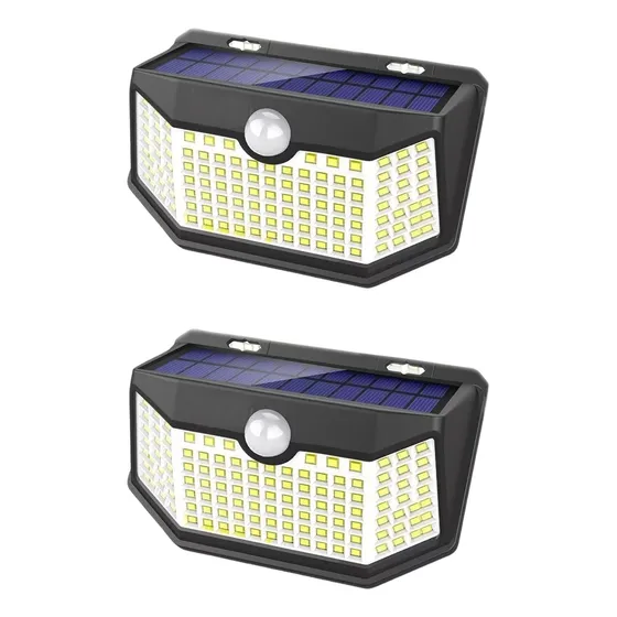 Pack X2 Reflector Solar 120 Led Sensor 3 Modos Exterior