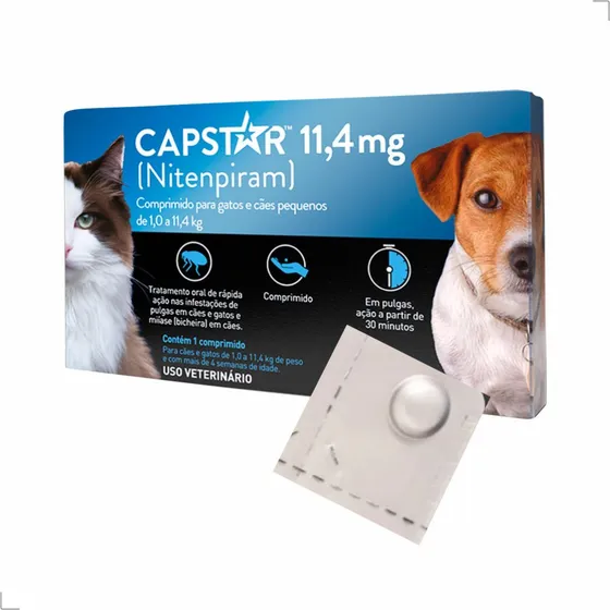 Bicheira Ouvido Cachorro Capstar Azul 01-11,4kg 1 Cp