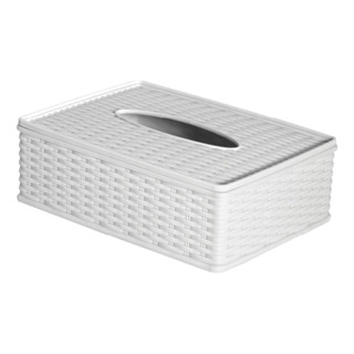 Porta Lenço Branco Caixa Com Tampa Plástico Rattan Porta Lenço Branco Caixa Com Tampa Plástico Rattan
