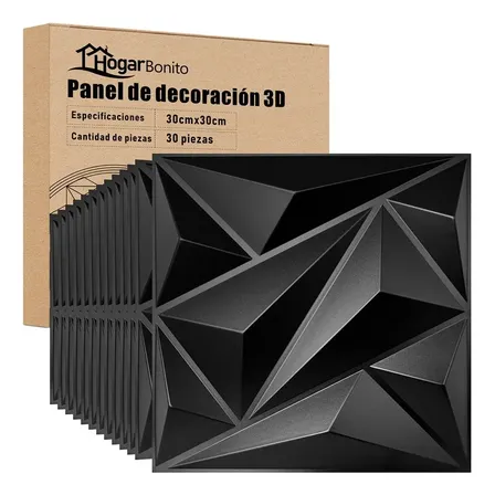30 Piezas Panel Decorativo 3d De Pvc Para Paredes, 30x30 Cm 3d Negro