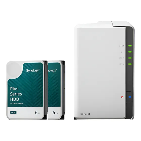 Servidor Nas Synology Diskstation Ds223j 2 Baias C/ 12tb (2 Hd Synology 6tb)
