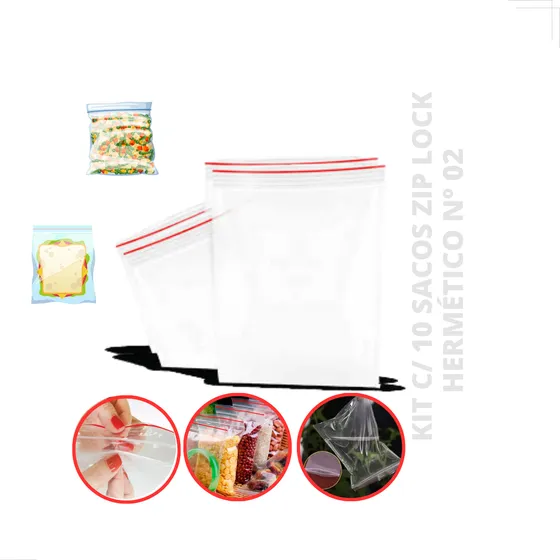 Saco Hermético Ziplock 6x9cm C/100 Saquinhos Kit C/10 Unid