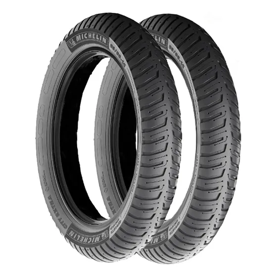 Pneus Dianteiras/traseiras Para Moto Michelin City Extra Pneu Sem Câmara De 80-100-18+90-90-18 S 47 - 175 Kg X 2 Unidades