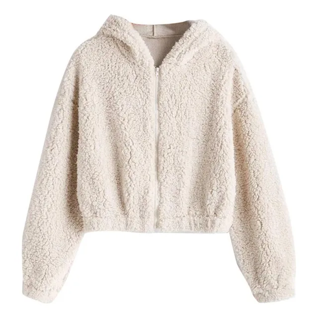 Canafa Sudadera Manga Larga Capucha Piel Sintetica Color