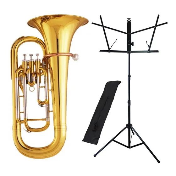 Kit Bombardino 3 Pistos Ep 200 Ny + Estante De Partitura S1 Cor Dourado