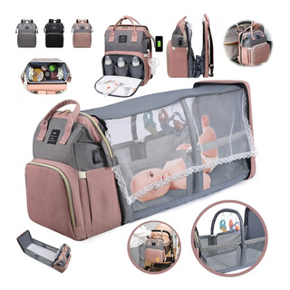 Mochila Pañalera Multifuncional Con Mosquiteros Y Colchones Mochila Pañalera Multifuncional Con Mosquiteros Y Colchones