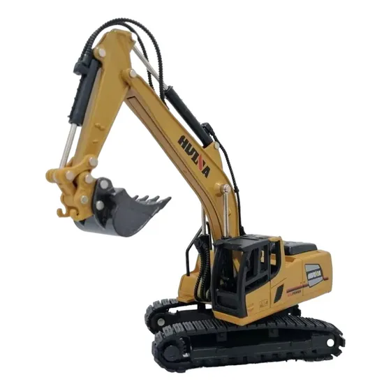 Excavadora Escala 1/60, Metalico, Huina, Máquinaria Amarilla