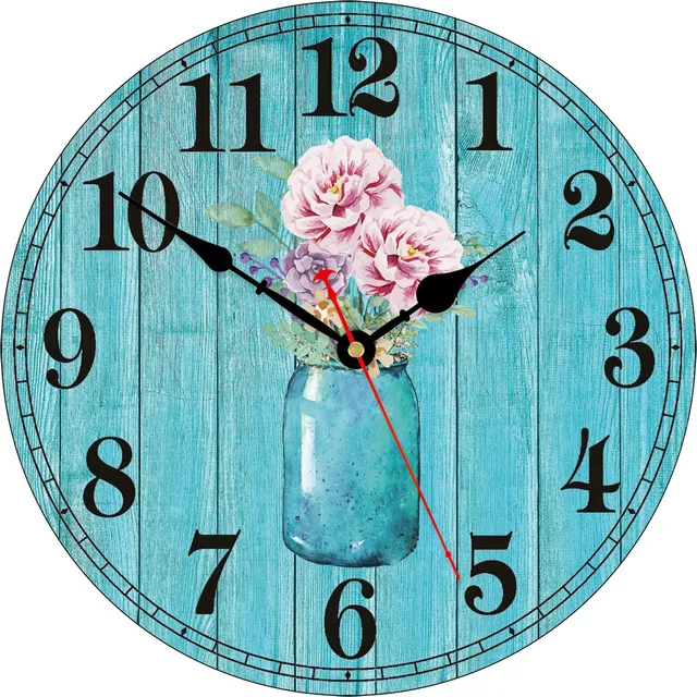 Taheat Reloj Pared Patron Flor Botella 14  Madera Retro Leer