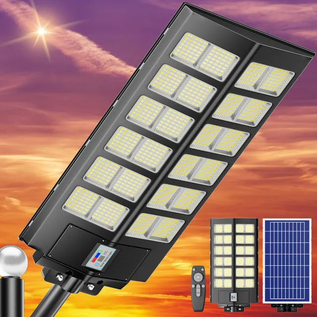 Luz Solar Calle Para Exterior Lm Estacionamiento Anochecer