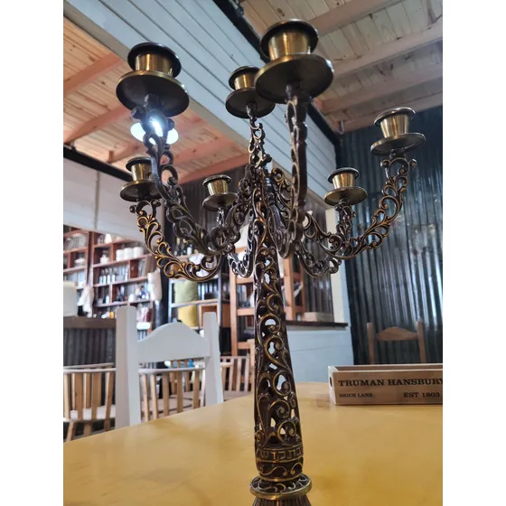 Candelabro Israel Antiguo 7 Velas Bronce Labrado