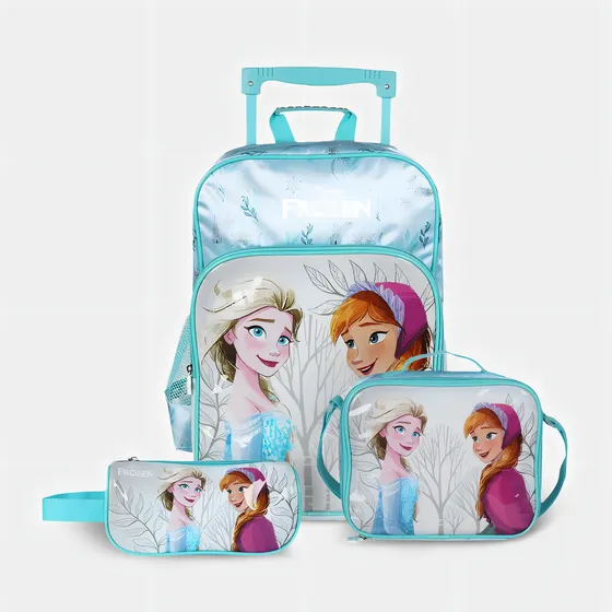 Set 3p Mochi-rueda Artesco Ar16376081 Frozen Color Celeste Diseño De La Tela Liso